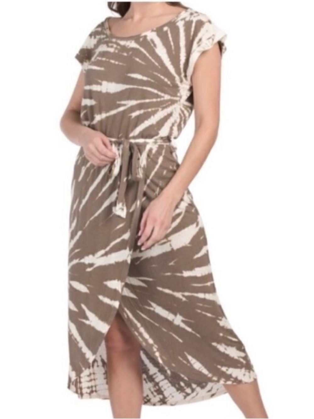 Young Fabulous Broke Dress Size Small Tie Dye Wrap Midi Linen Boho Coastal Fairy